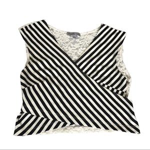 Charlotte Russe Black, White & Lace Crop Top